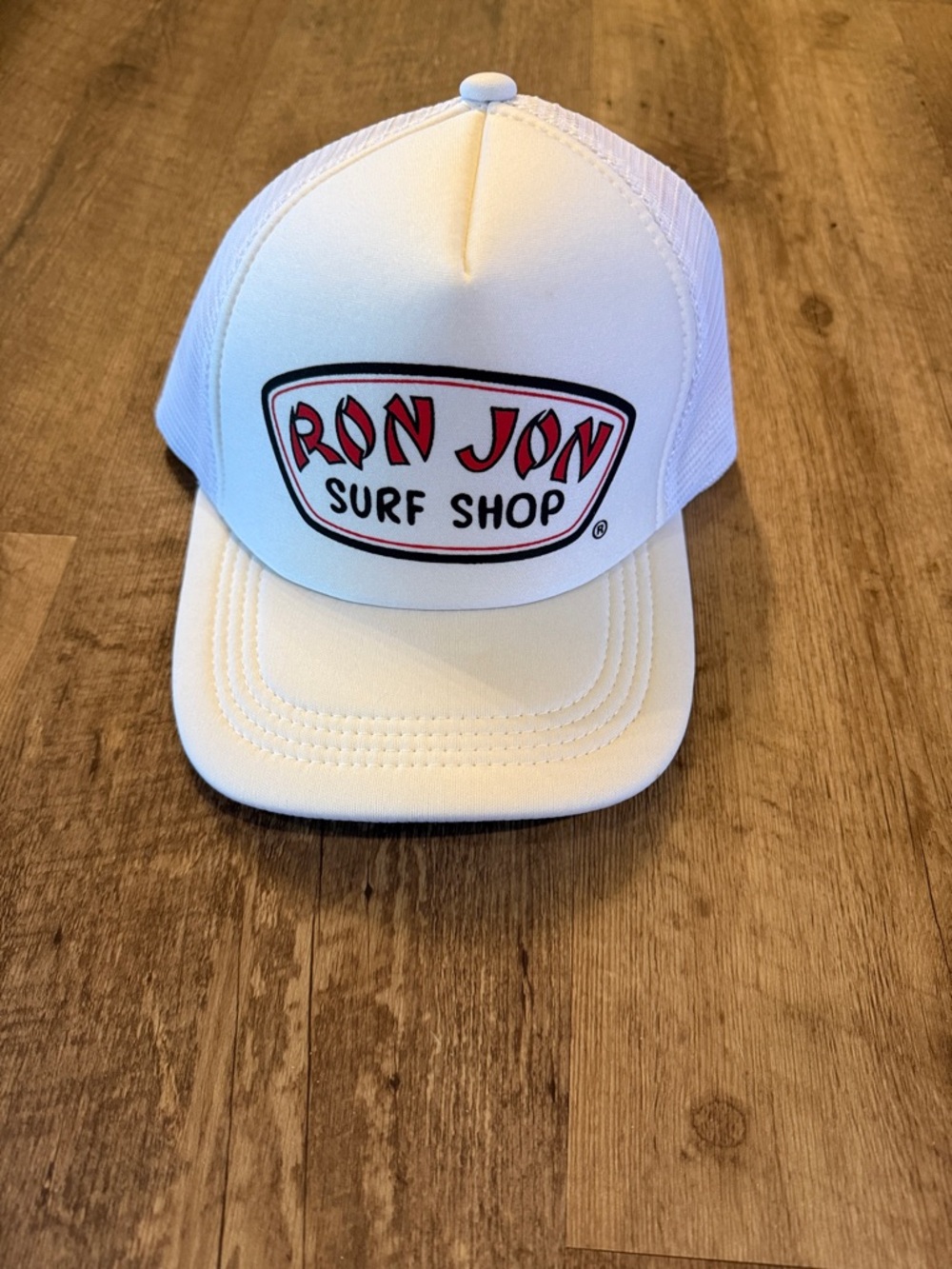 *Summer Time* Ron Jon White Mesh Trucker Hat with Red Logo Patch